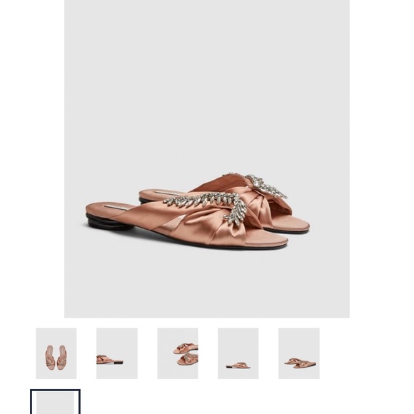 Zara Satin Slides With Rhinestones - Picture 5 of 7